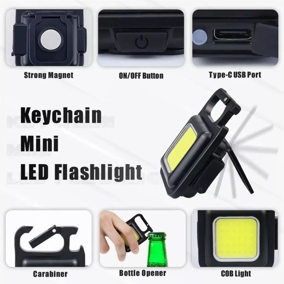 Mini Keychain Flashlights, 4Mode Rechargeable Flashlights 800 Lumens - Picture 4 of 4